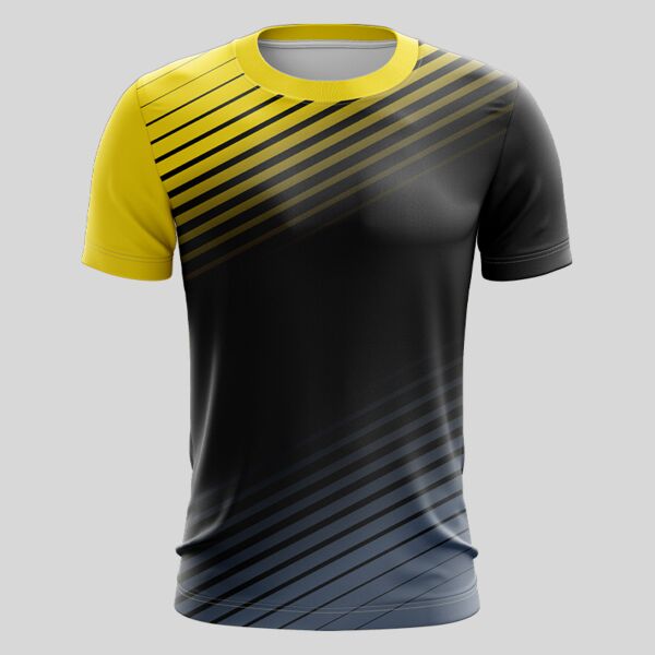 Yellow Linear Pattern Full Print Roundneck Shirt Thumbnail