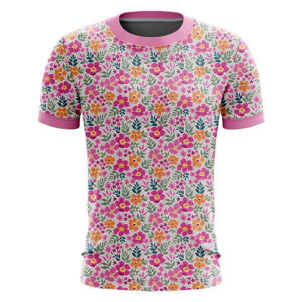 Pink Floral Full Print Roundneck Shirt Thumbnail