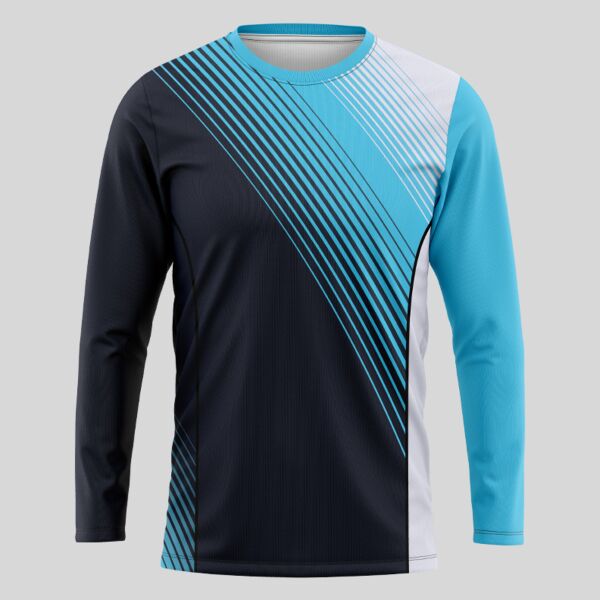 Blue Linear Gradient Full Print Long Sleeve Shirt Thumbnail
