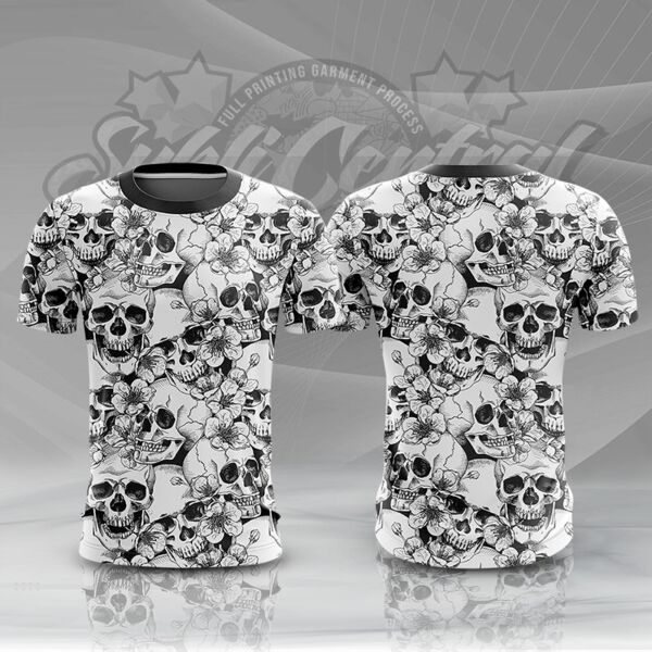 Skull Design Full Print Sublimation Roundneck Shirt Thumbnail